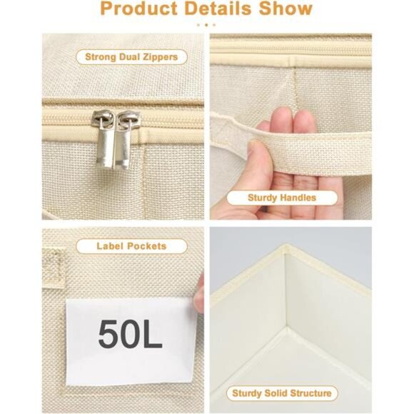 Under Bed Storage, 2 Pack Clothing Storage Bags W/Upgraded Handles, Large - Picture 6 of 7